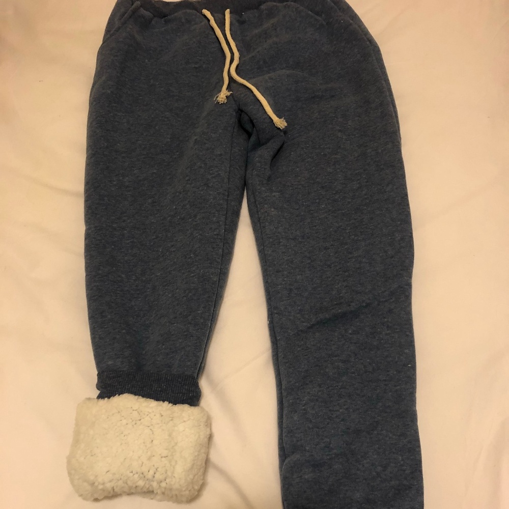 Faux fur fuzzy sherpa lined sweatpants